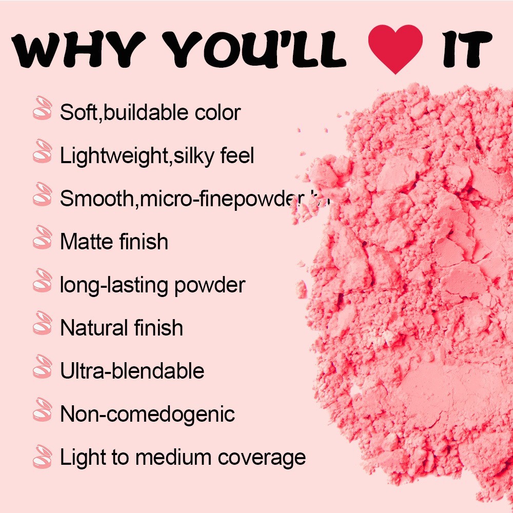 跨境无LOGO定制持久防水防汗不卡粉不脱妆哑光散粉腮红图2