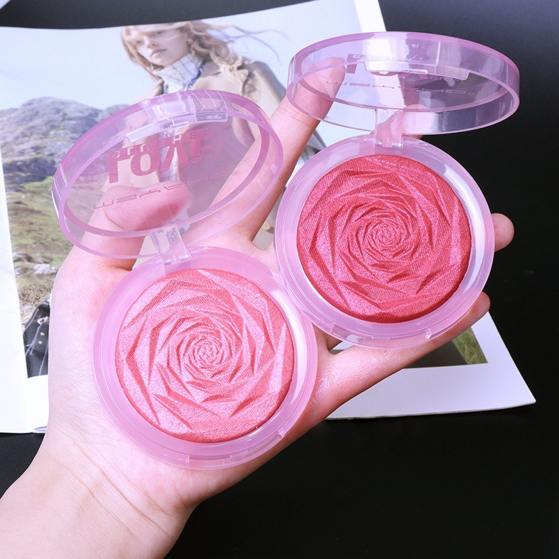 玫瑰单色圆形腮红裸妆自然提亮胭脂彩妆修容盘跨境专供图3