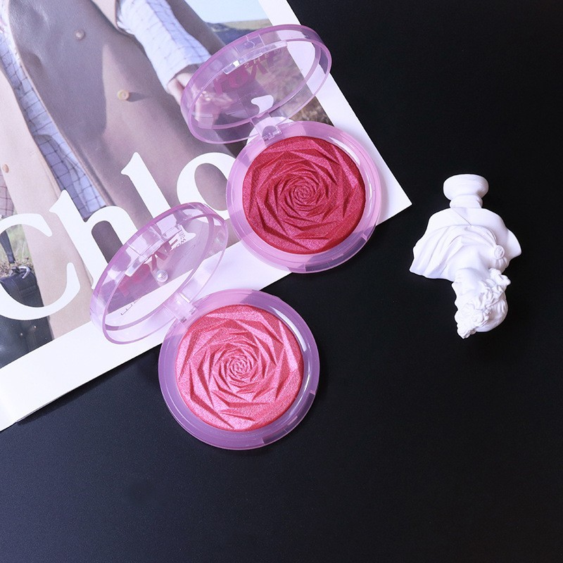 玫瑰单色圆形腮红裸妆自然提亮胭脂彩妆修容盘跨境专供图2