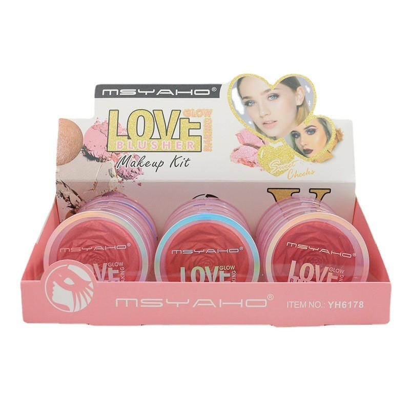 玫瑰单色圆形腮红裸妆自然提亮胭脂彩妆修容盘跨境专供图5