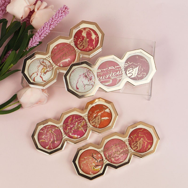 腮红星球美妆化妆品3色8蜂窝持久烤粉胭脂平价彩妆腮红盘图2