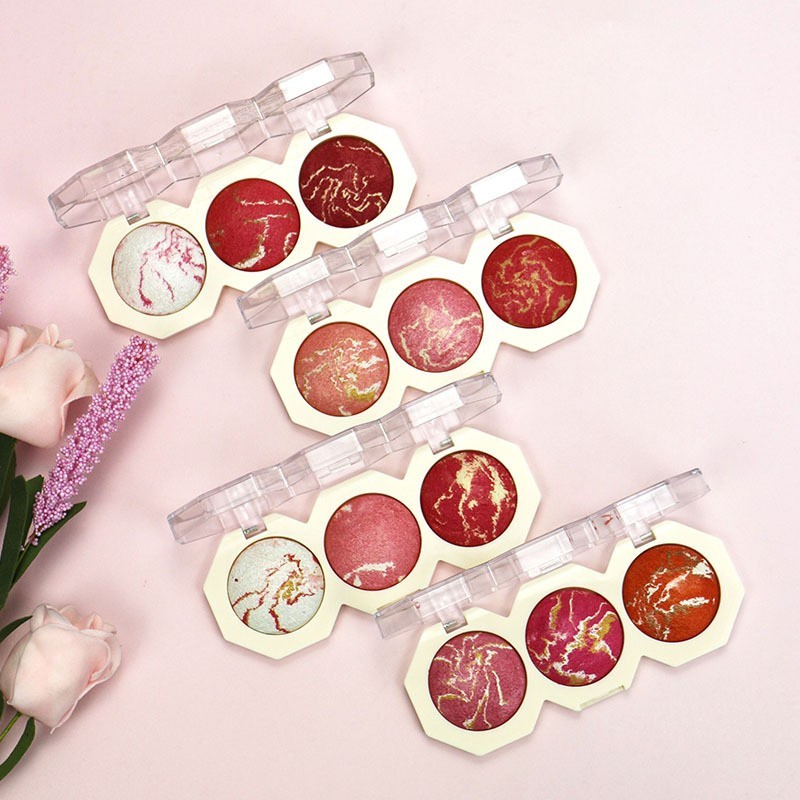 腮红星球美妆化妆品3色8蜂窝持久烤粉胭脂平价彩妆腮红盘图3