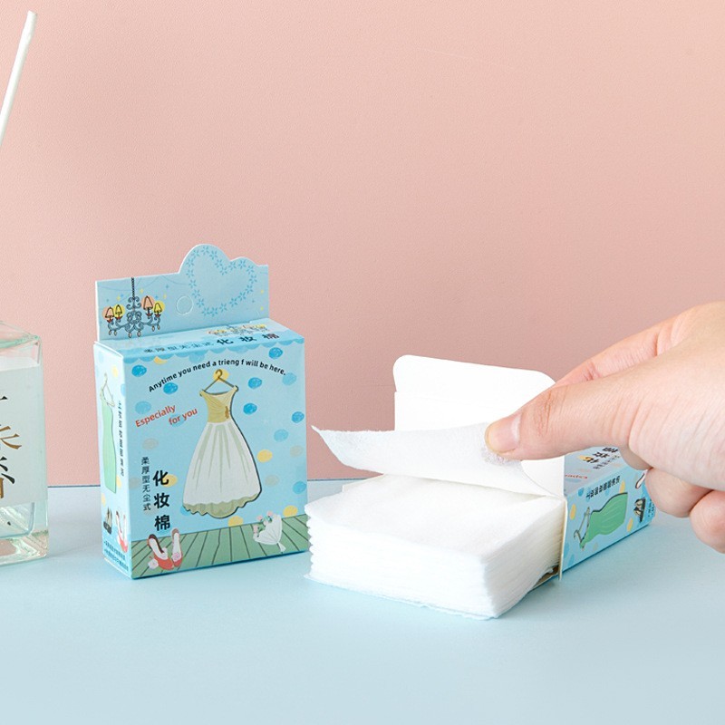 一次性卸妆棉小清新无纺布美容院纸盒装单层薄款化妆棉图2