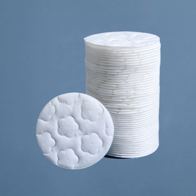 OEM定制梅花压纹化妆棉片圆形卸妆棉片化妆棉片一次性卸妆棉巾图2