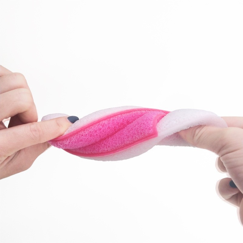 外贸爆款非乳胶手套卸妆工具洁面拼色椭圆行拖鞋洗脸扑海绵卸妆扑图2