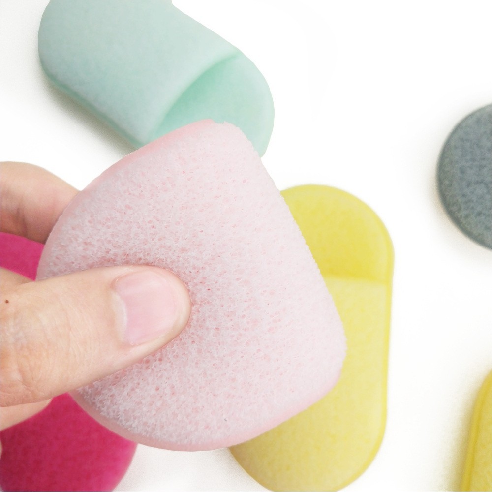 外贸爆款非乳胶手套卸妆工具洁面拼色椭圆行拖鞋洗脸扑海绵卸妆扑图3
