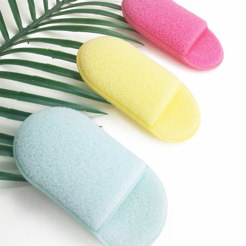 外贸爆款非乳胶手套卸妆工具洁面拼色椭圆行拖鞋洗脸扑海绵卸妆扑图5