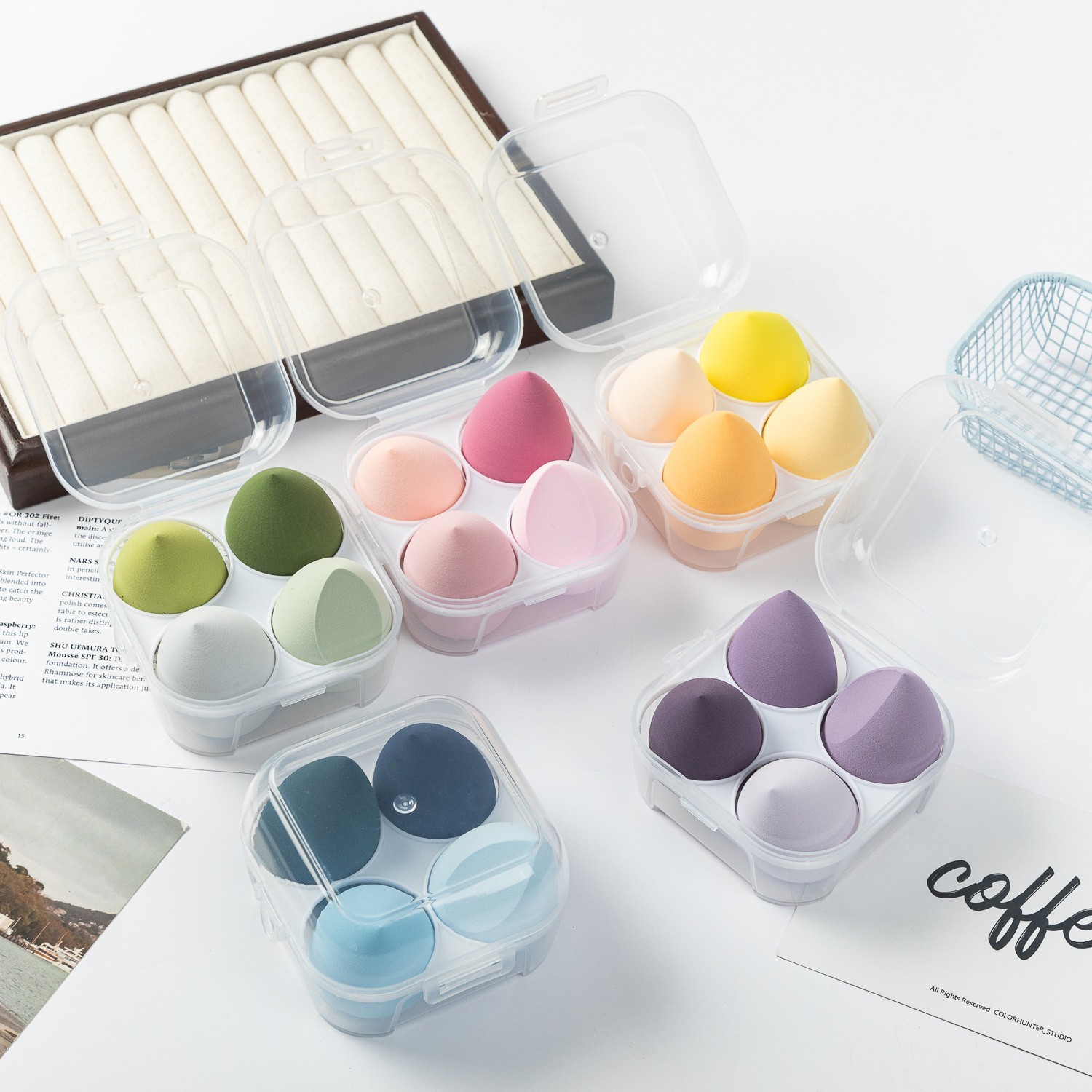 彩盒装美妆蛋4个装 葫芦粉扑水滴粉扑 彩妆蛋 化妆蛋斜切海绵粉扑图5