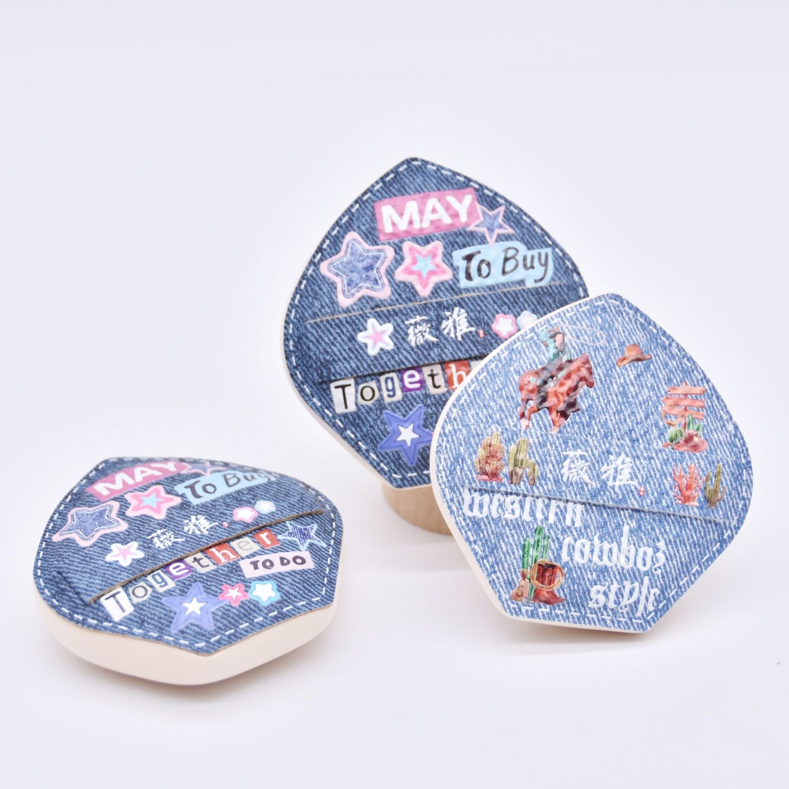 厂家定制丹宁牛仔皮棉花糖粉扑干湿两用不吃粉化妆粉扑图2