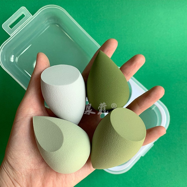 4格透明鸡蛋盒粉扑收纳 美妆蛋水滴斜切干湿两用泡水大厨房保鲜盒图3