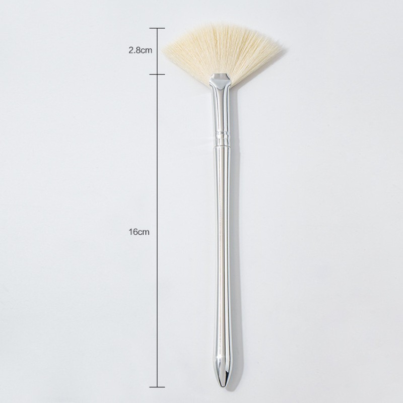 跨境银色单支扇形高光提亮化妆刷波斯毛小号余粉刷果酸精华刷定制图3
