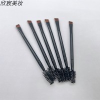 眉刷跨境化妆刷黑色双头斜角眉粉刷眉笔睫毛刷