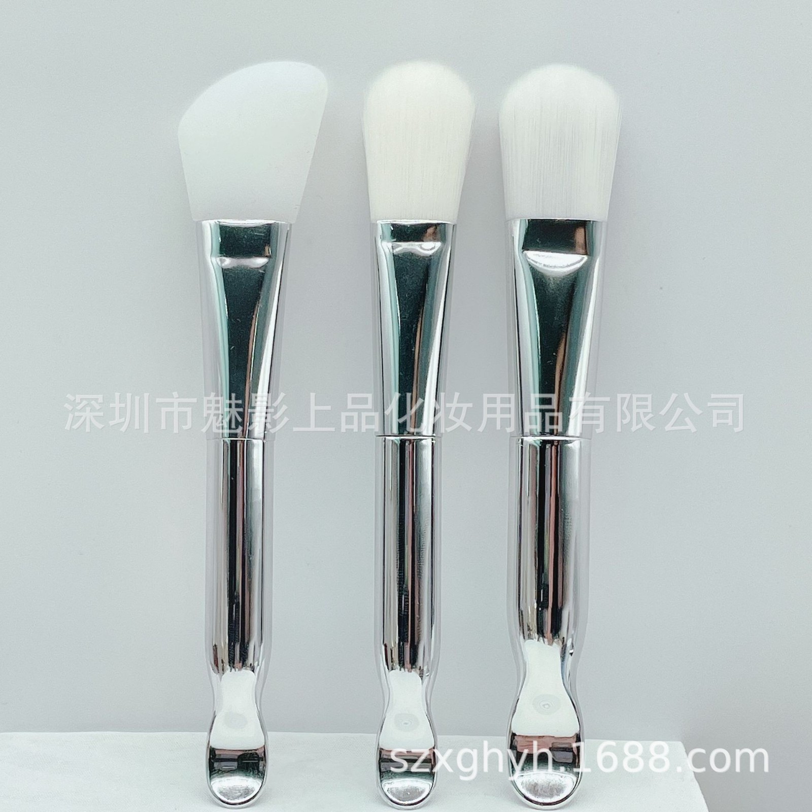 定制面膜刷双头带挖勺软毛硅胶美容院泥膜刷美妆工具硅胶化妆图3