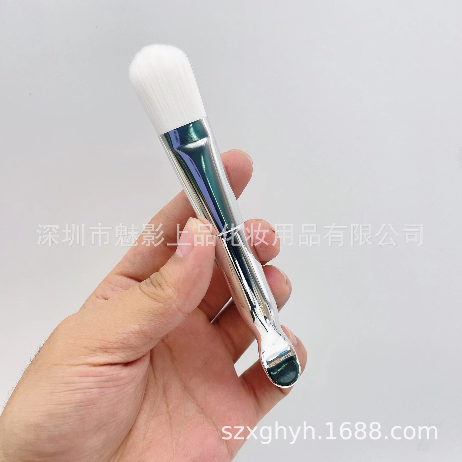 定制面膜刷双头带挖勺软毛硅胶美容院泥膜刷美妆工具硅胶化妆图2
