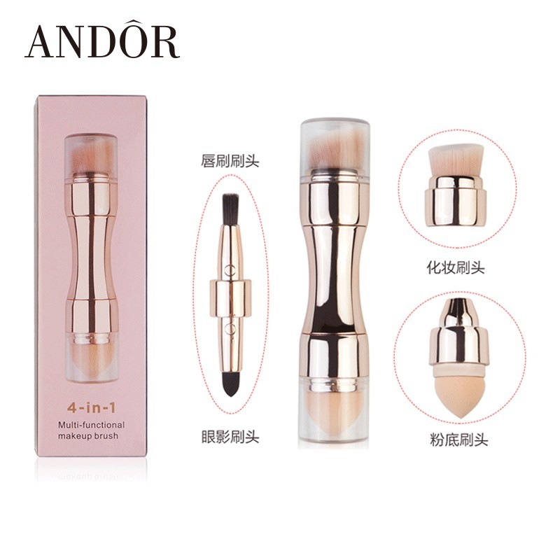 定制-新款四合一多功能便携化妆刷粉底刷眼影刷腮红刷唇刷图5