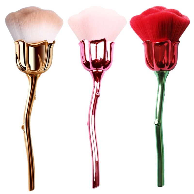 单支长柄软毛玫瑰花散粉刷大号美甲粉尘刷子腮红刷OEM跨境化妆刷图4