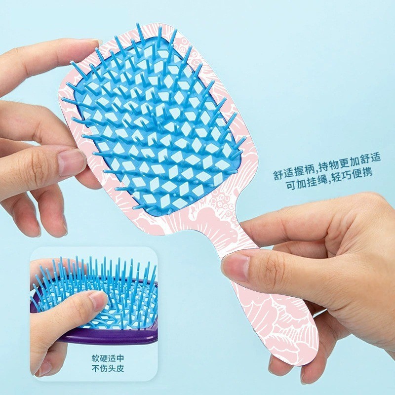 镂空梳蓬松梳精致水贴图案工艺花色多样不褪色镂空设计通风护发图2