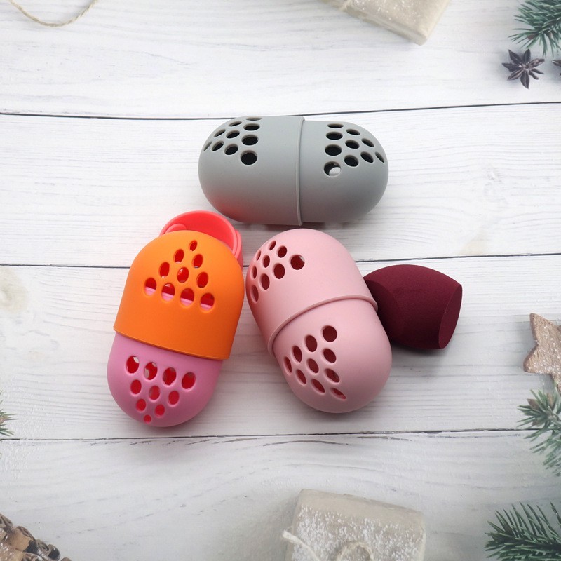 爆款美妆蛋收纳盒 硅胶美妆蛋收纳盒 防尘透气胶囊美妆蛋保护套图5