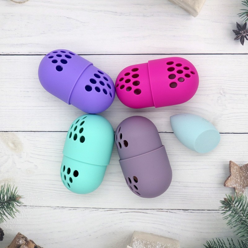 爆款美妆蛋收纳盒 硅胶美妆蛋收纳盒 防尘透气胶囊美妆蛋保护套图3