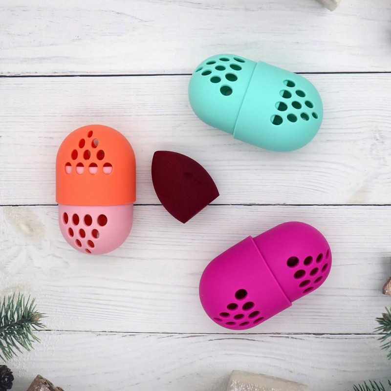 爆款美妆蛋收纳盒 硅胶美妆蛋收纳盒 防尘透气胶囊美妆蛋保护套图2