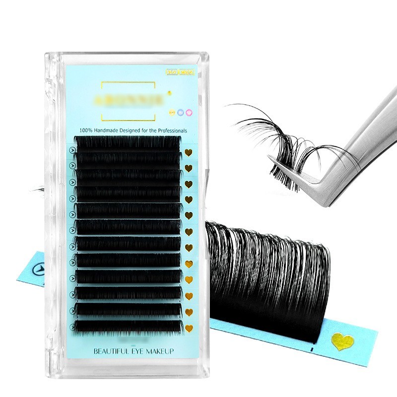 假睫毛定制LOGO圆毛密排自然浓密欧美单根超柔进口哑光黑嫁接睫毛图4