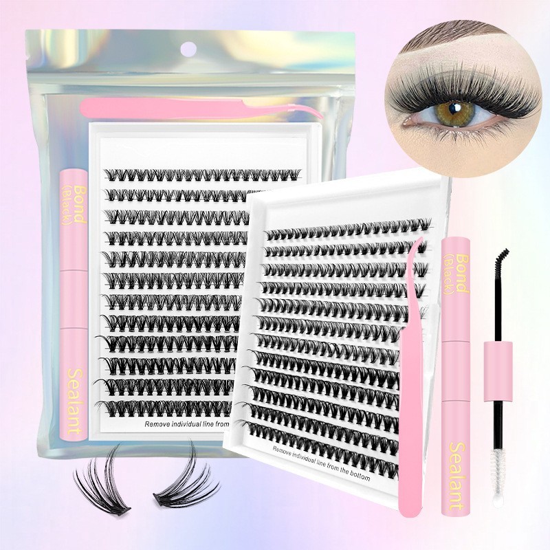 欧美跨境热销爆款DIY单簇分段热熔朵毛卷翘浓密大容量嫁接假睫毛图2