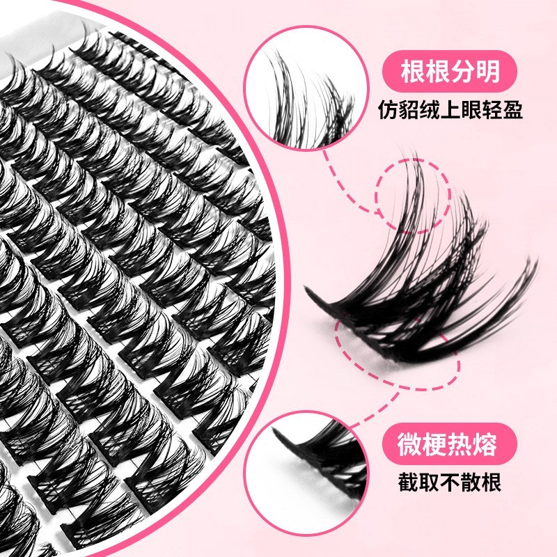 欧美跨境热销爆款DIY单簇分段热熔朵毛卷翘浓密大容量嫁接假睫毛图4