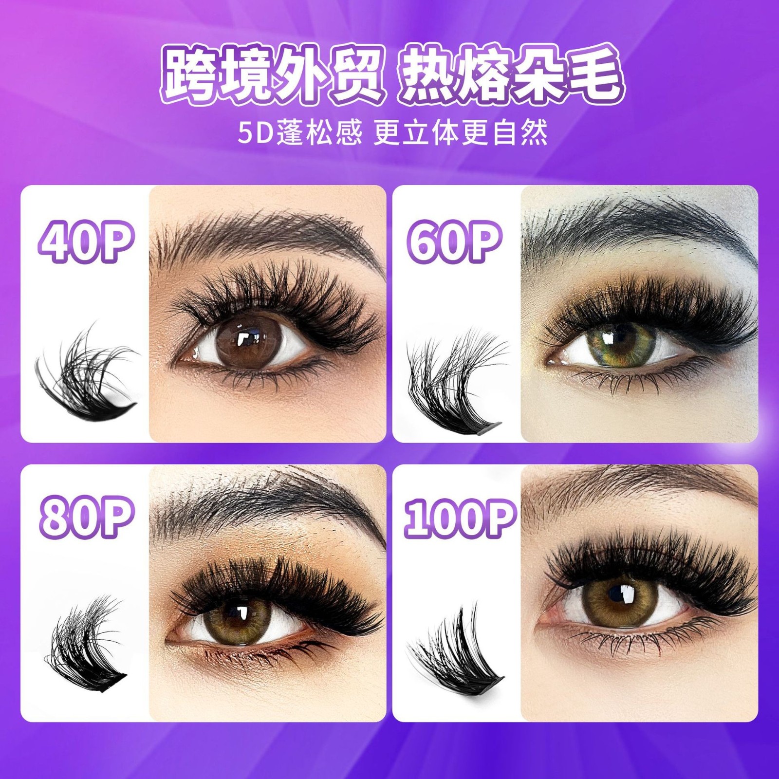 欧美假睫毛 定制LOGO哑光黑自然柔软240簇大容量外贸 跨境假睫毛图2