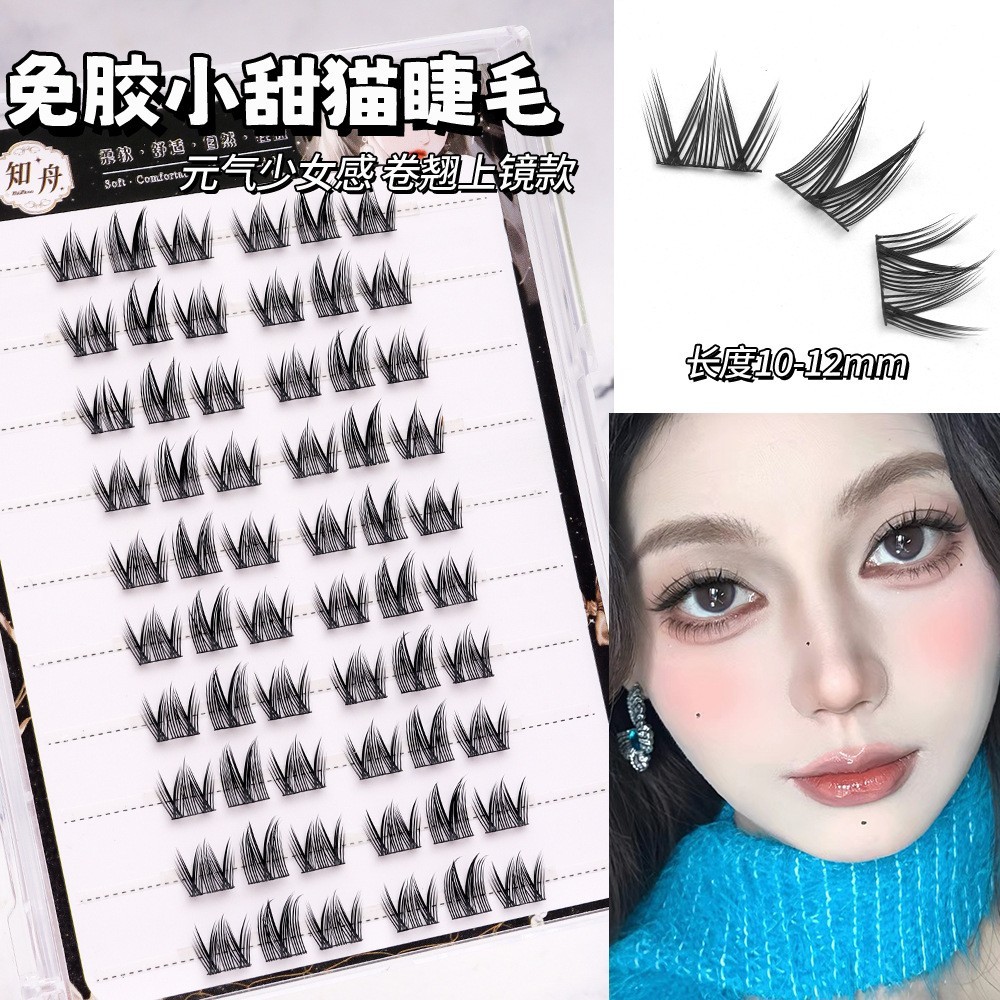 【10排免胶】免胶免卸妈生灵动自然仿真清透单簇眼睫毛图2