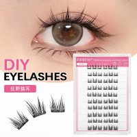 免胶假睫毛流苏猫耳精灵黑梗自然浓密流苏款分段式大容量睫毛