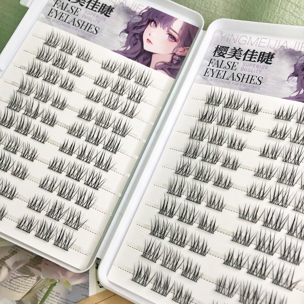 樱美佳睫免胶大容量爆款淡颜系小薄片薄荷睫分段仿真自然假睫毛图2