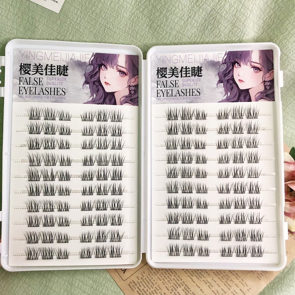 樱美佳睫免胶大容量爆款淡颜系小薄片薄荷睫分段仿真自然假睫毛图5