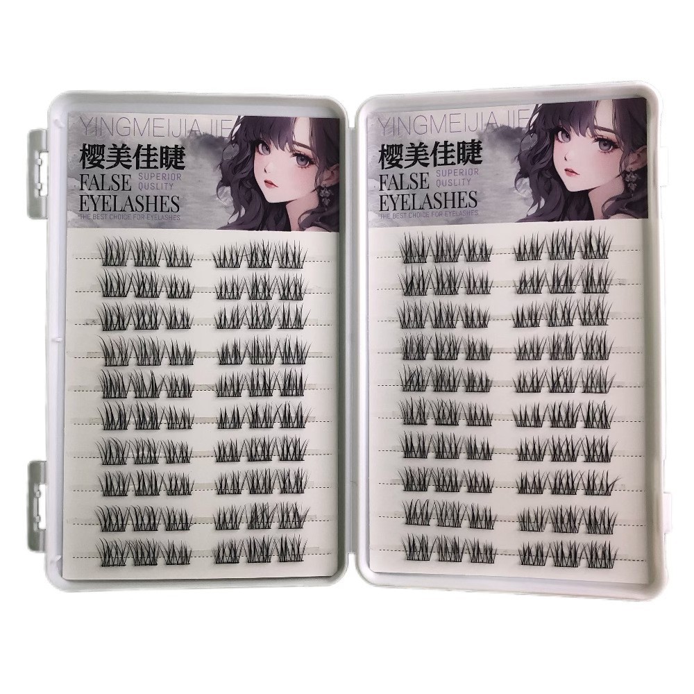 樱美佳睫免胶大容量爆款淡颜系小薄片薄荷睫分段仿真自然假睫毛图4