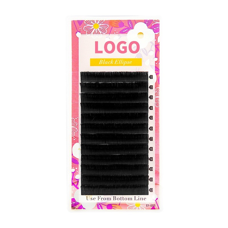工厂定制跨境双尖扁毛睫毛单根卷翘假睫毛自然大容量黑扁嫁接睫毛图5