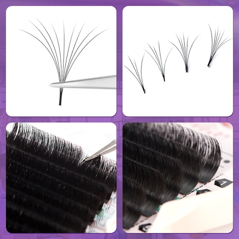 工厂定制一秒开花嫁接睫毛0.07芭比翘混合柔软自然浓密3D开花睫毛图2