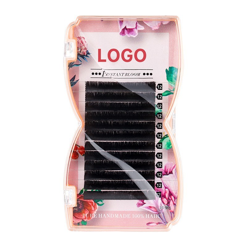 工厂定制一秒开花嫁接睫毛0.07芭比翘混合柔软自然浓密3D开花睫毛图5