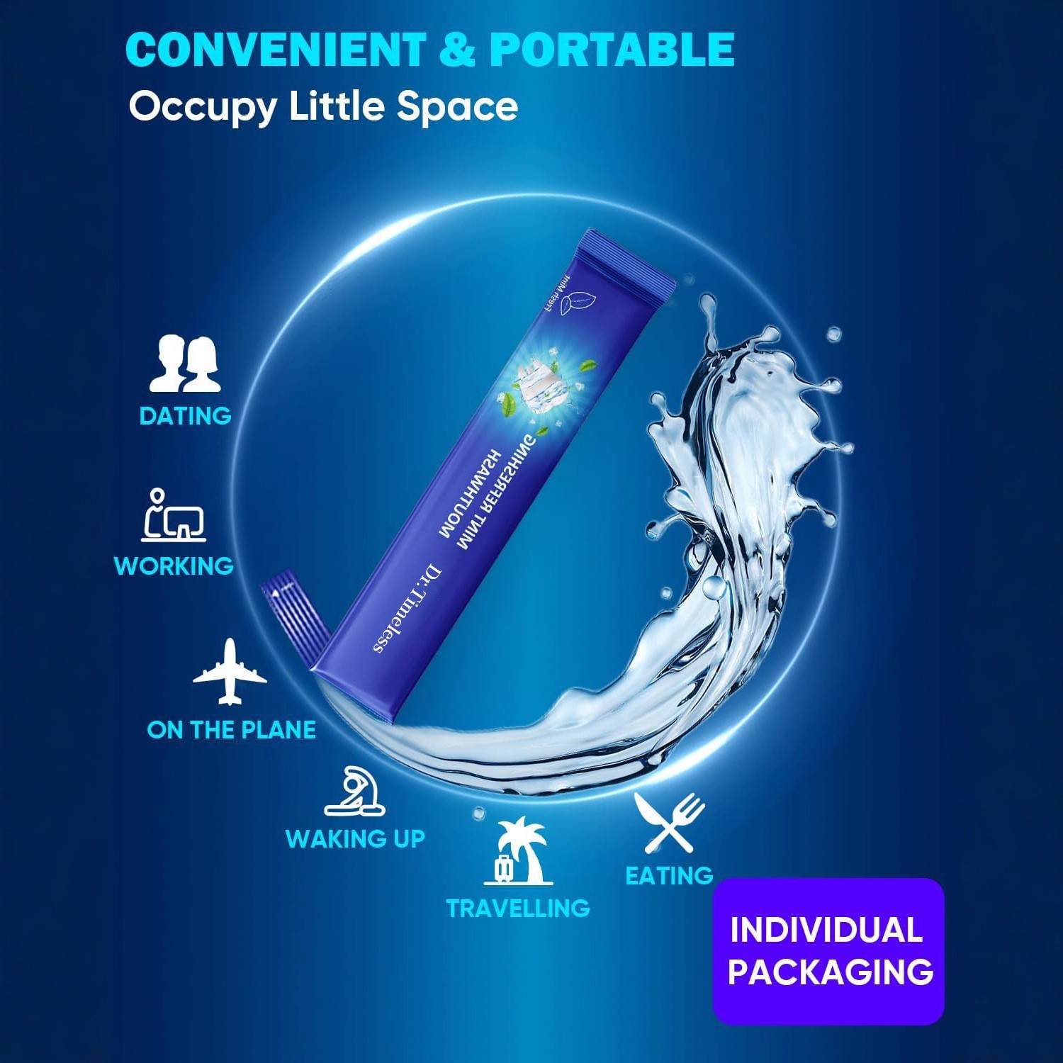 一次性便携式30条装漱口水杀菌除口臭清新口气薄荷益生菌跨境定制图2