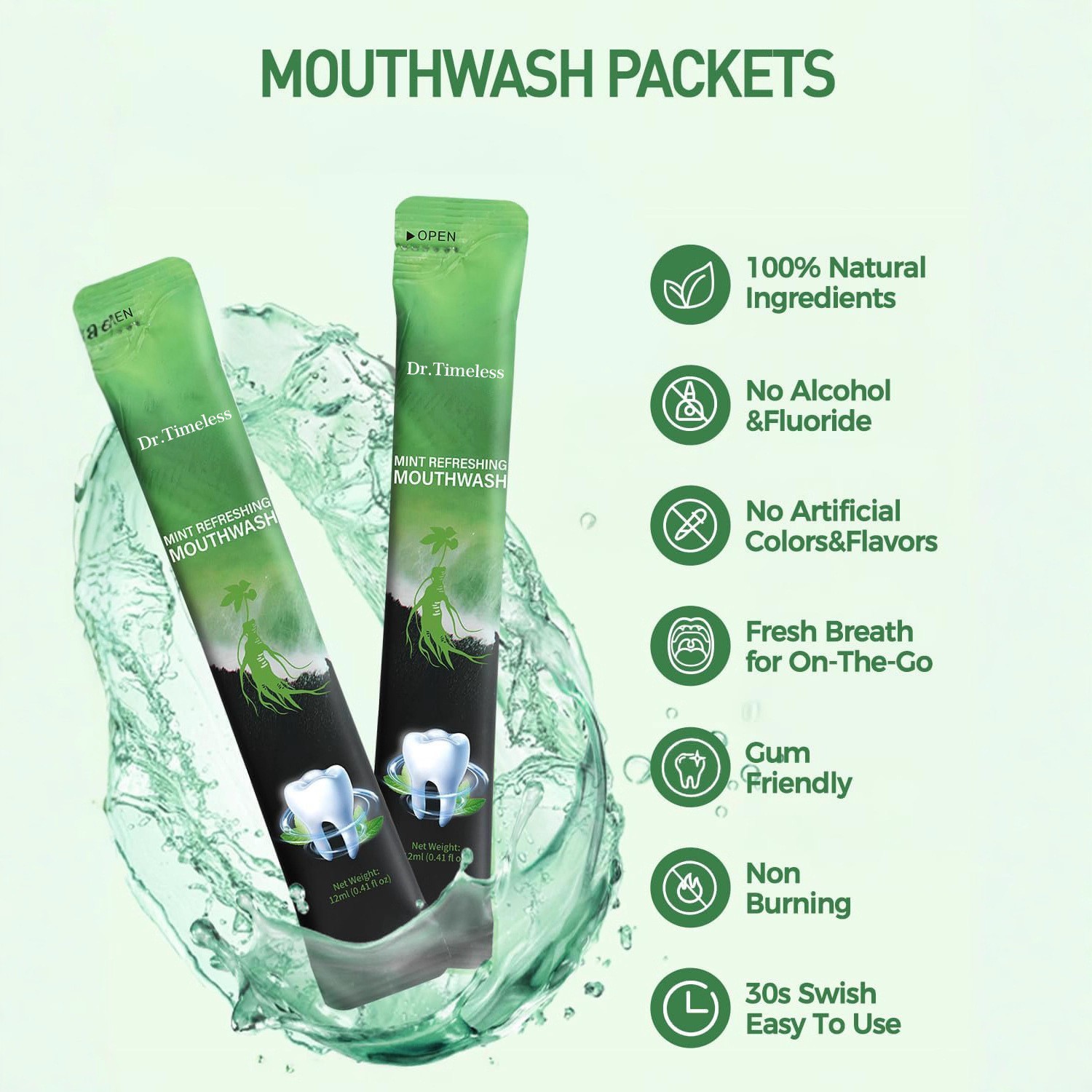 跨境人参薄荷漱口水抑菌去黄去牙渍口气清新温和不刺激mouthwash图4