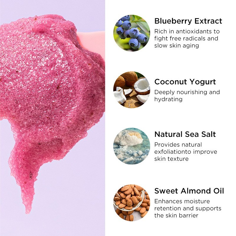 俄罗斯热销款OEM椰子蓝莓身体磨砂膏去角质清洁磨砂膏Body Scrub图4
