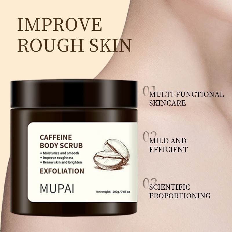 跨境OEM咖啡因磨砂膏 温和去角质改善粗糙肌肤保湿柔润磨砂膏出口图4