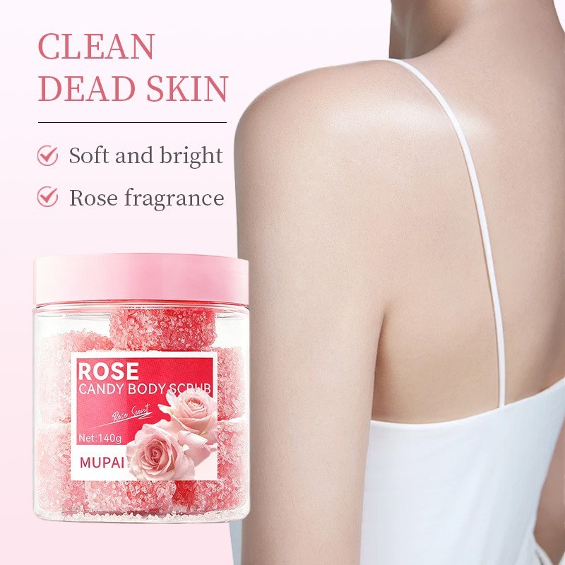 跨境OEM玫瑰糖果身体磨砂膏 温和清洁去角质舒缓肌肤磨砂膏出口图4