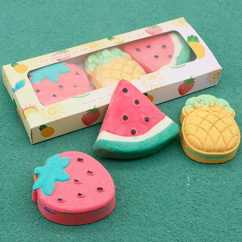 草莓彩虹浴盐菠萝彩虹浴盐套盒滋润多泡泡西瓜浴芭图3
