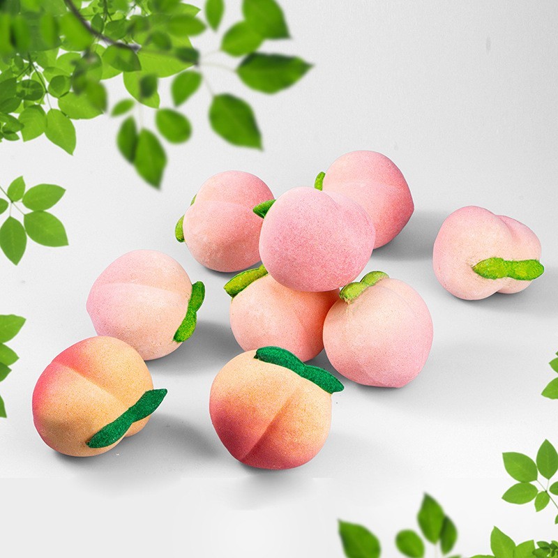 定制创意水果桃子款沐浴盐spa沐浴精油泡澡球水蜜桃浴盐球跨境图3