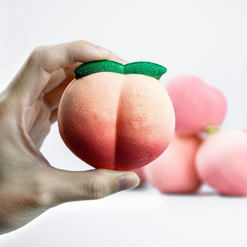 定制创意水果桃子款沐浴盐spa沐浴精油泡澡球水蜜桃浴盐球跨境图2
