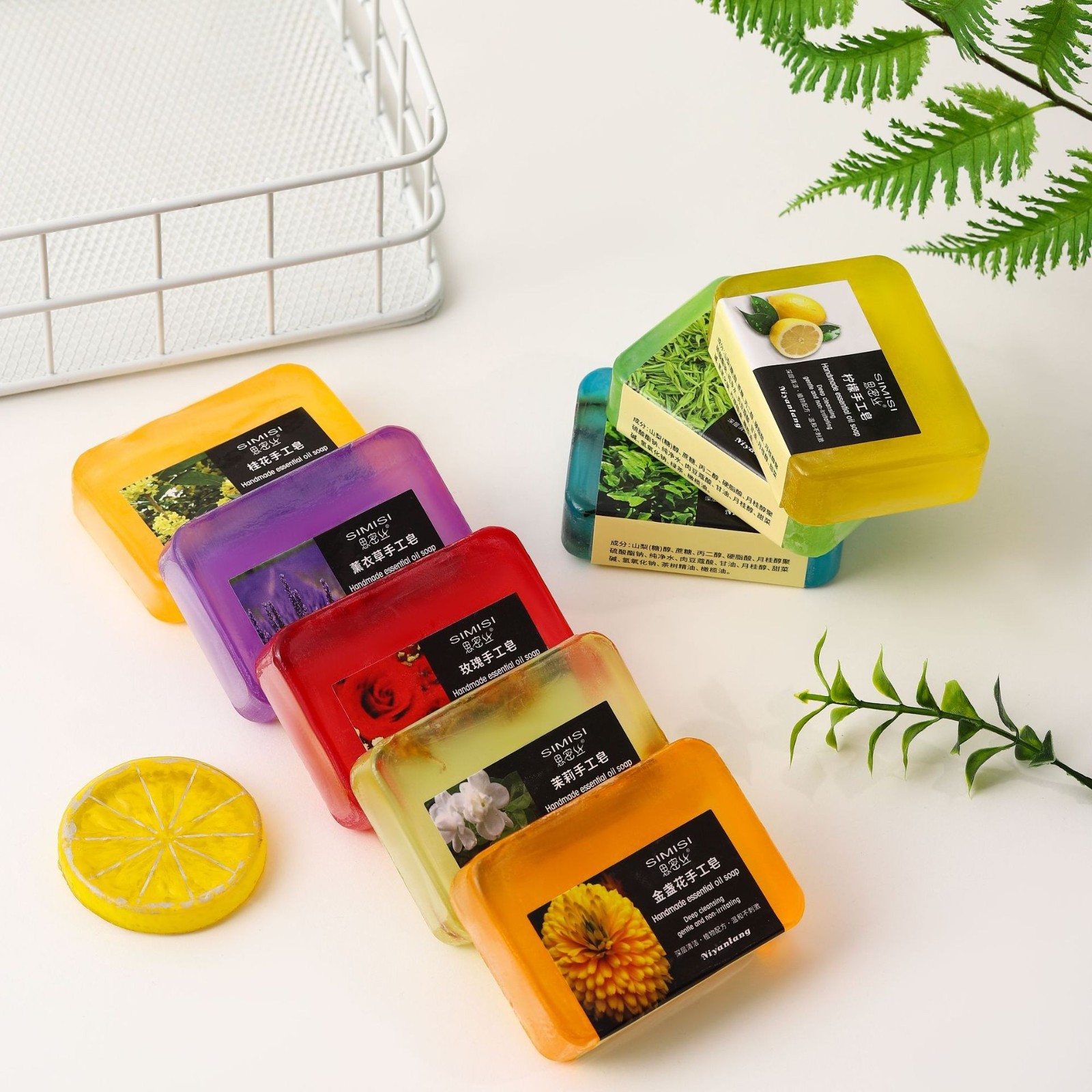 8色水果精油皂定制OEM100克薰衣草茉莉花桂花玫瑰草本手工皂香皂图4