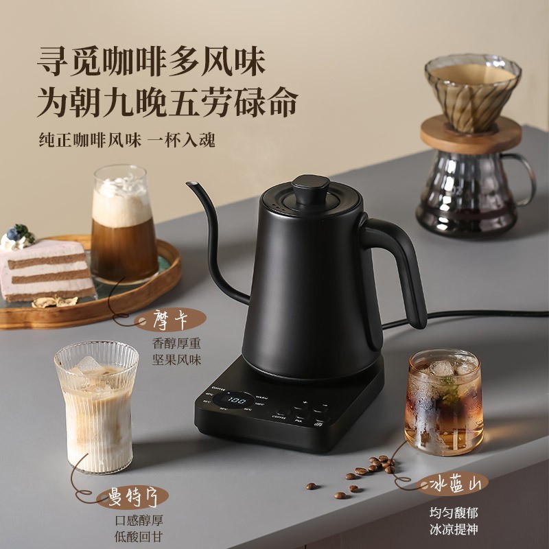 定制跨境智能电热水壶细长嘴鹅颈壶英文外贸110V220V手冲咖啡水壶图2