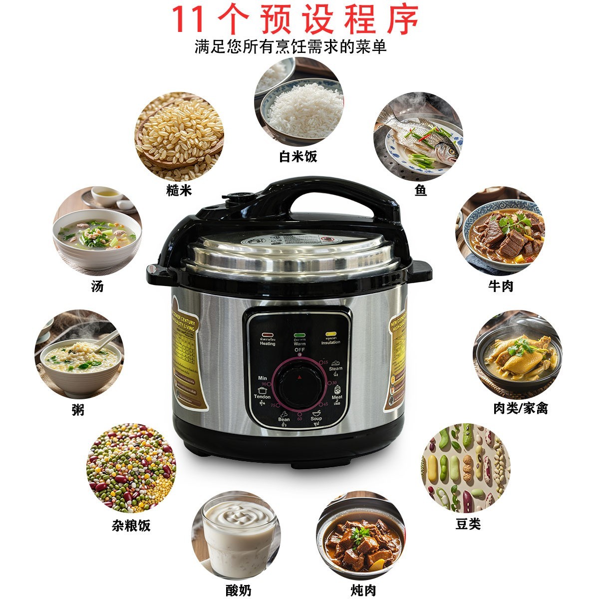 跨境110V美规家用3-4人高压电饭锅6升双胆多功能全自动电高压锅图2