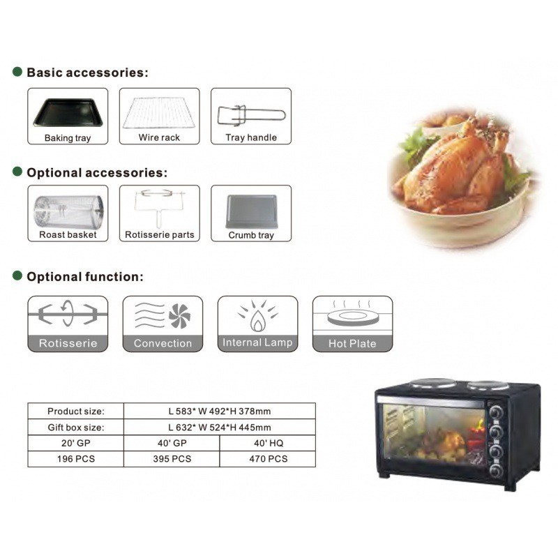 60L白色款大容量全自动多功能可视无油烘焙外贸烤箱智能家用图3