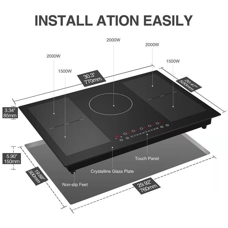 定制4头电磁炉电陶炉嵌入式大功率旋钮多头美标英文厨房电器图3