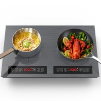 双头电磁炉大功率家用H66双灶拉丝面板黑晶板厂家一体灶火锅炉